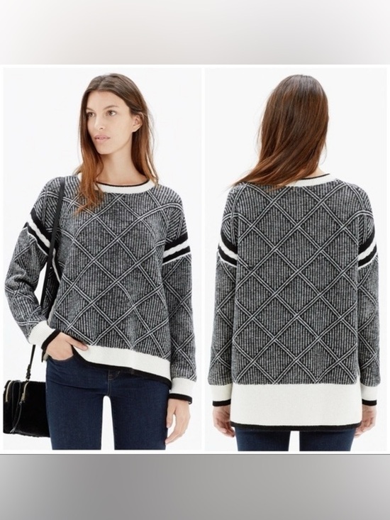 Madewell Sweaters - Madewell 100% Merino Wool Argyle Diamond Flip Sweater
